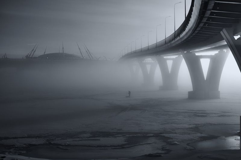 санкт-петербург, зима, нева, закат, рыбак, яхтенный мост, зимняя рыбалка, Свет и тени зимнего города фото превью