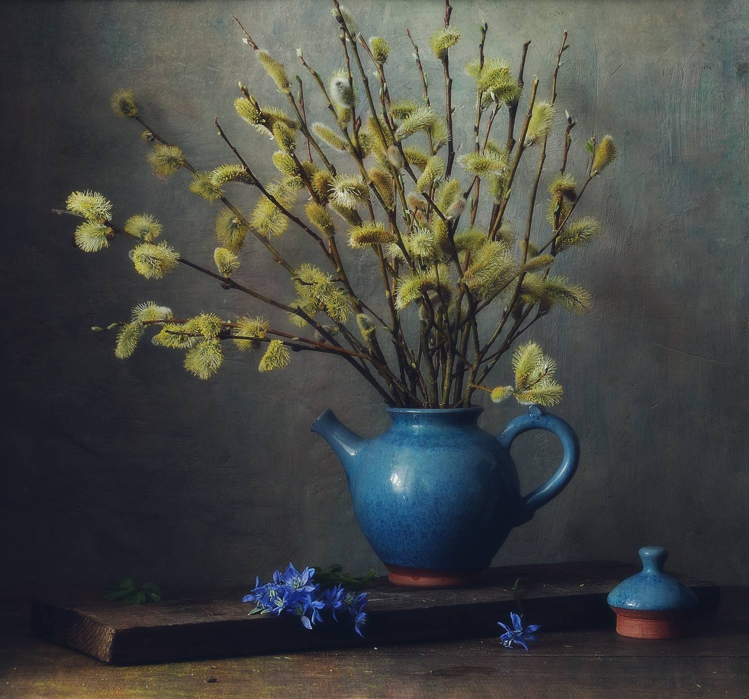 натюрморт,весна,цветы,верба,чайник, Наталия К