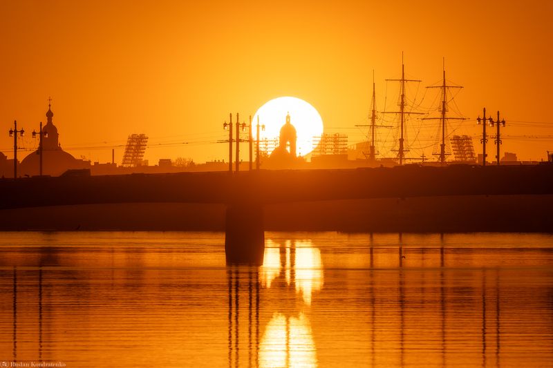 санкт-петербург, закат, прострел Закат в Петербурге фото превью