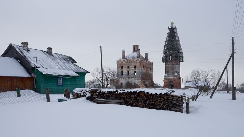 село кулачево, церковь успения богородицы, ильинский район, ивановская область, зима, снег Вокруг да около. фото превью