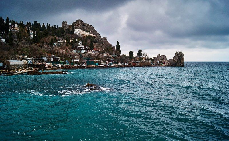 Россия, Крым, Пейзаж, Гурзуф, Ялта, Море, Вода, Тучи Лазурь фото превью