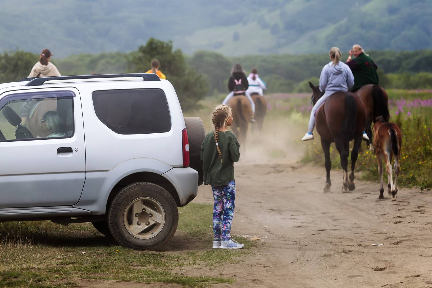 ребёнок, кони, автомобиль, отдых, камчатка, Уткин Дмитрий