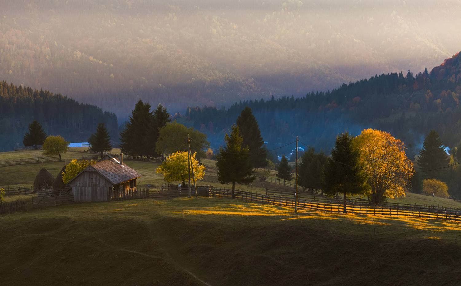 горы деревня вечер закат, Мурзинов Виктор