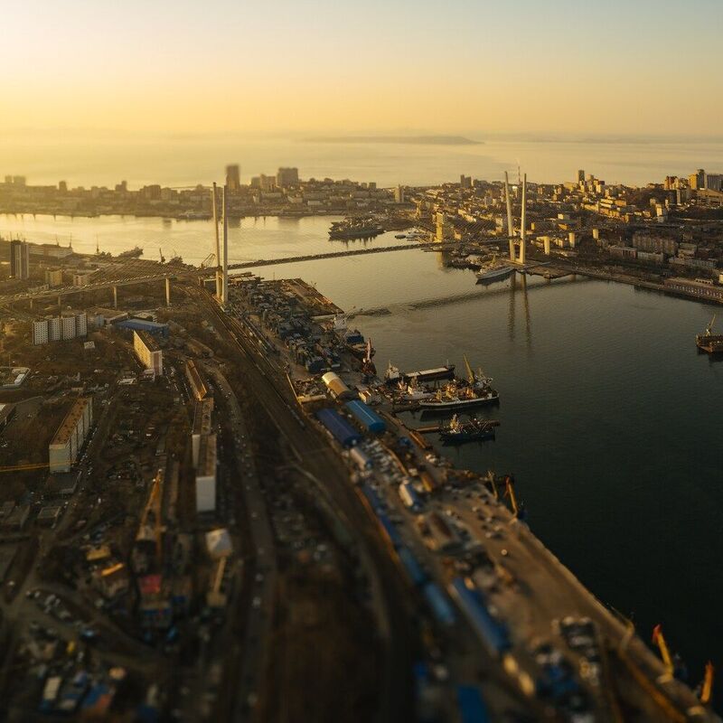 владивосток, приморье, золотой мост, золотой рог, закат Золотой мост над Золотым Рогом фото превью