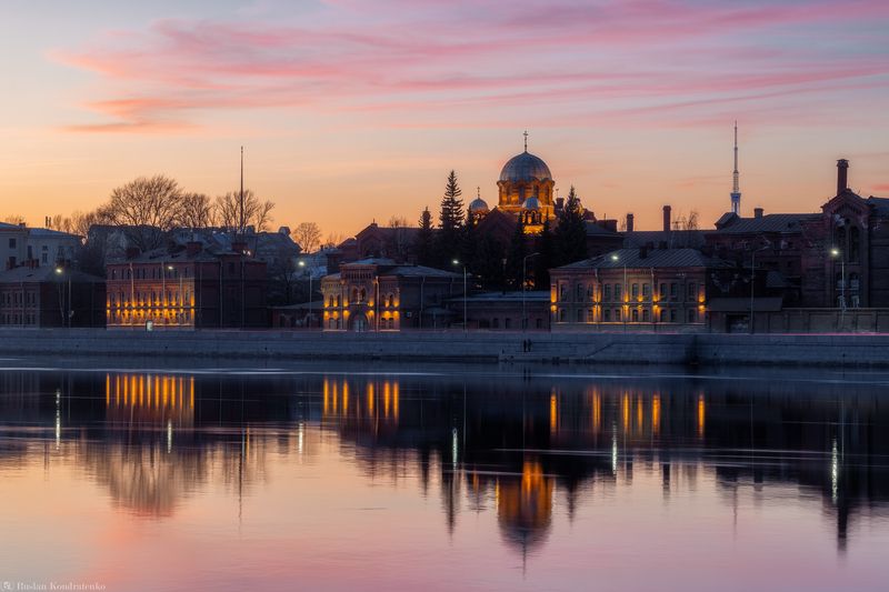 санкт-петербург, закат, кресты Кресты фото превью