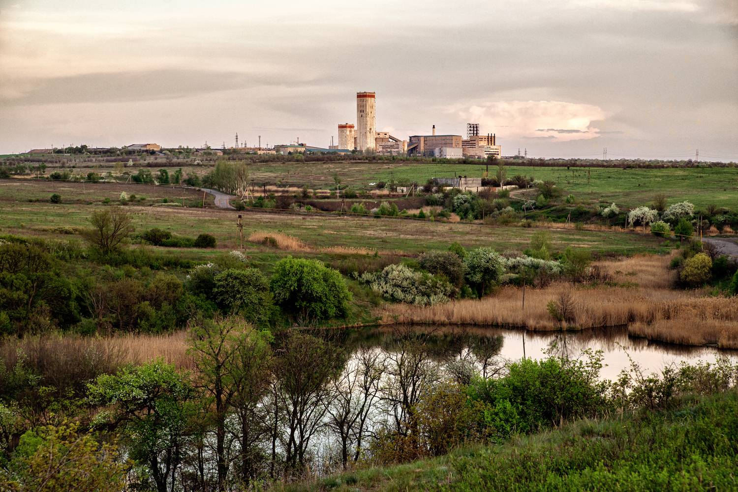 пейзаж, природа, шахта, ставок, дорога, Диденко Юрий