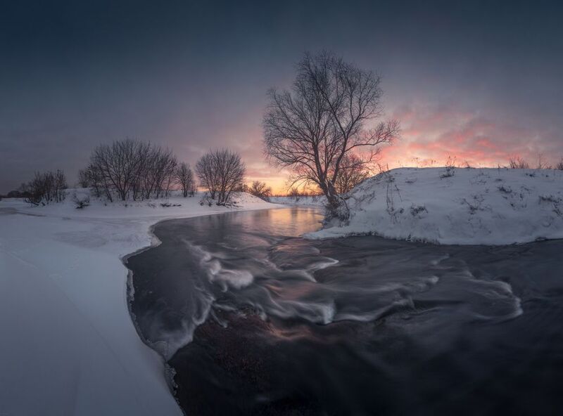 река, перекат, закат Перекат фото превью