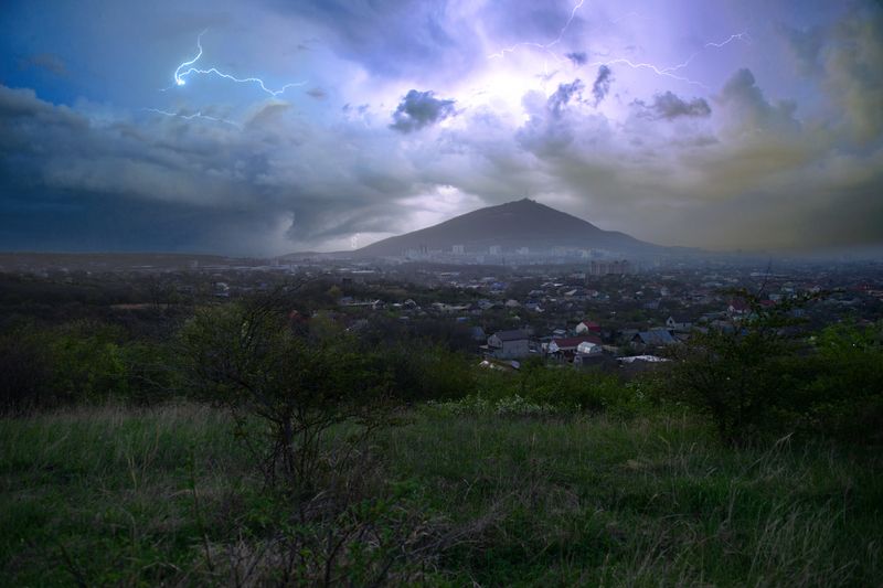 гроза, молнии, пейзаж, машук,кмв Гроза над Машуком фото превью