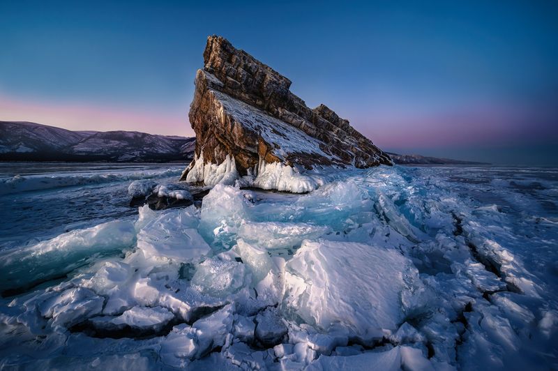 #Еленка #Байкал зимой #лед Байкала #закат на Байкале Байкал о. Еленка фото превью