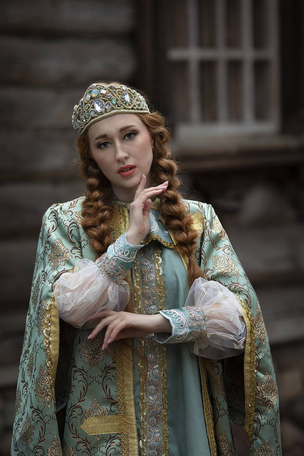 девушка, коса, рыжая, русский костюм, кокошник, Князева Ольга