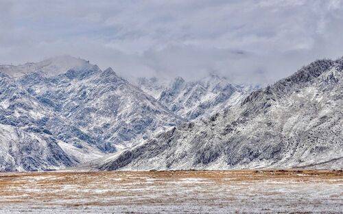 Ночью выпал снег и припудрил горы