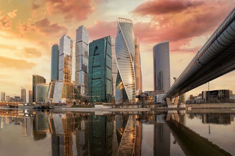 Город, утро, рассвет, небоскреб, здание Москва Сити фото превью