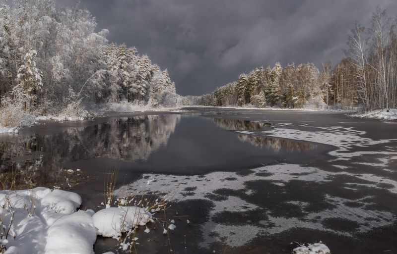 апрель снегопад утро солнце лес речка суходол После снегопада фото превью
