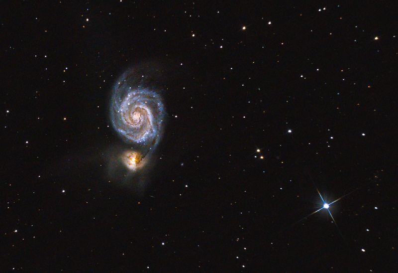 галактика, космос, м51, звезды, ночь Галактика М51 Водоворот фото превью