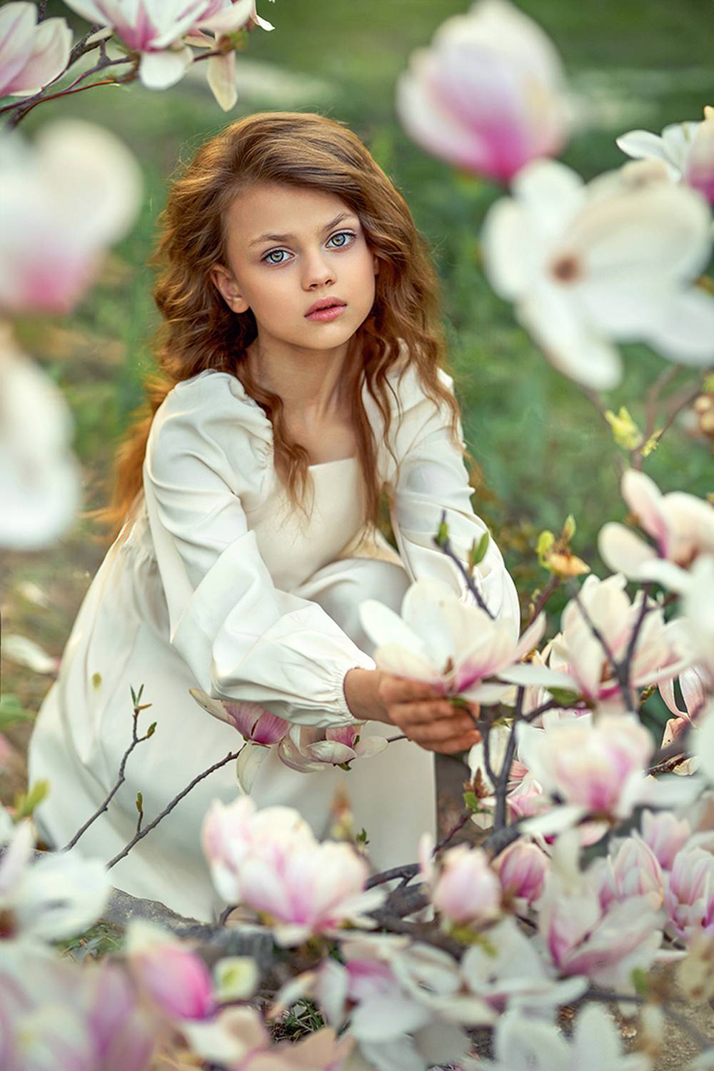 портрет, детский портрет модель, девочка,магнолия, детский фотограф, детский фотограф москва, Анастасия Чупико