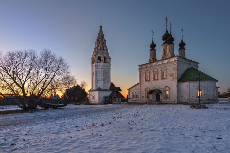 Россия,Суздаль, закат,город, архитектура Суздаль зимой фото превью
