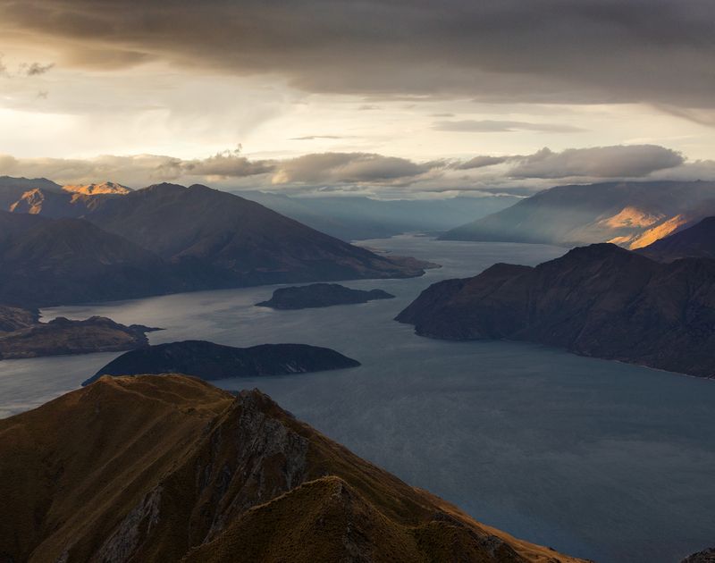 новая зеландия, ройс. пик, природа, альпы, озеро, горы, закат На вершине Ройс Пик фото превью