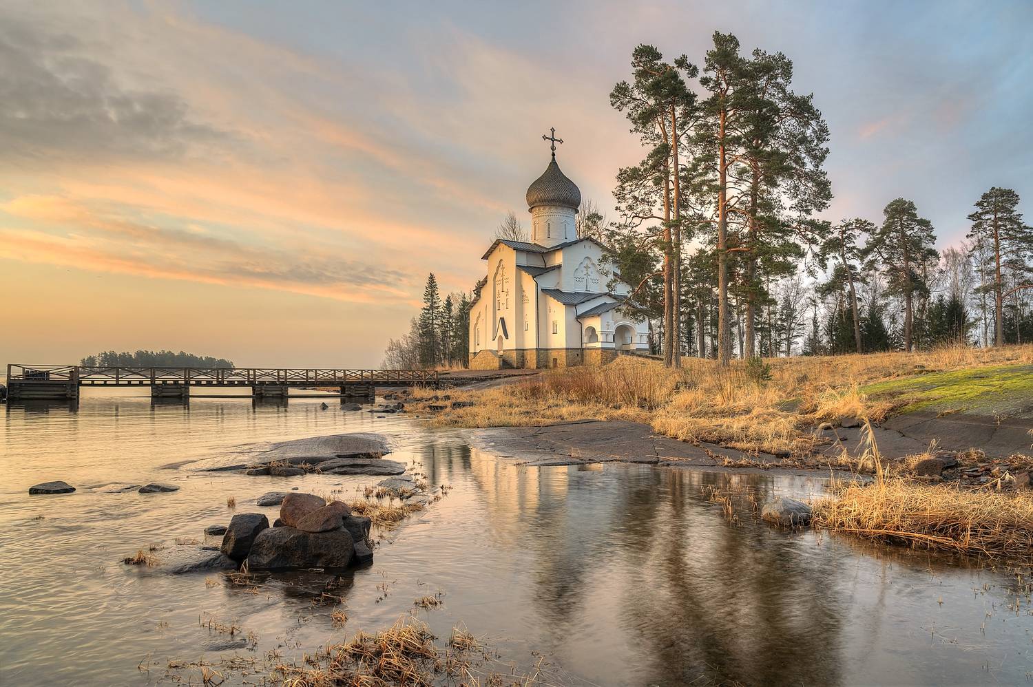 весна, утро, храм, озеро, Гармашов Сергей