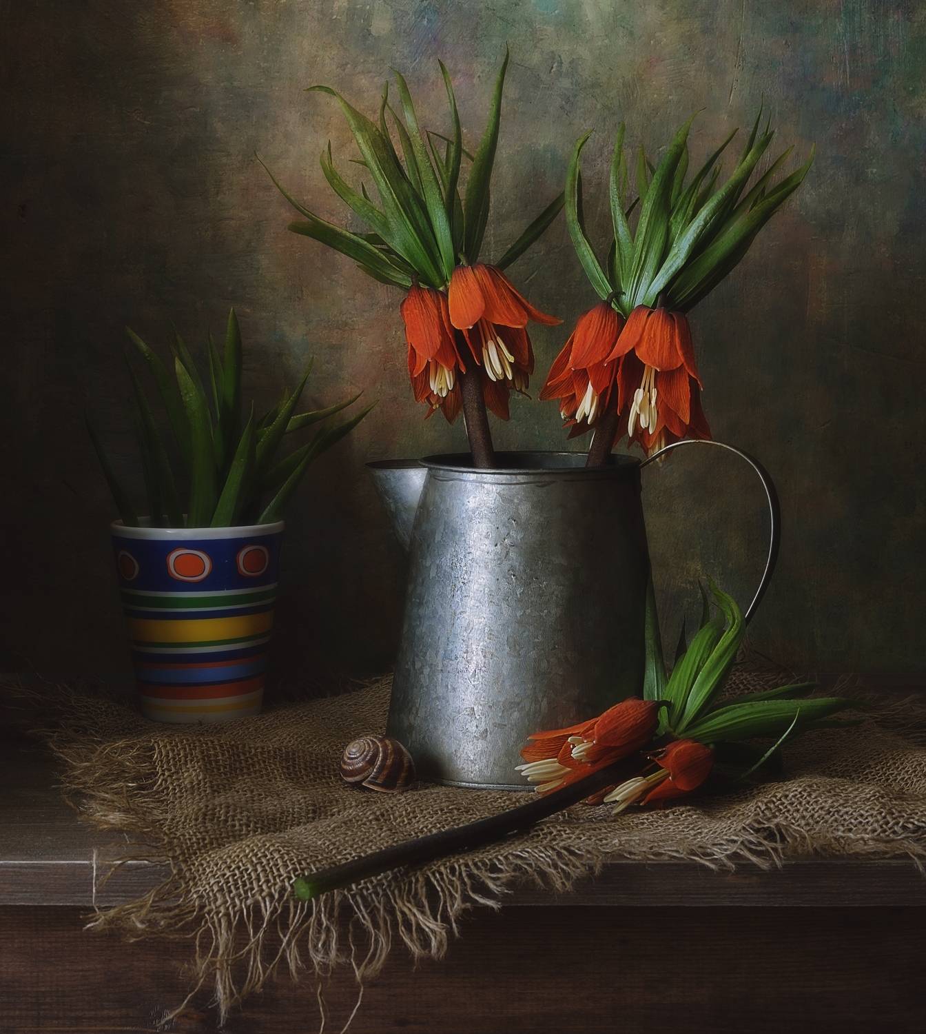 натюрморт,цветы,рябчик,весна,кувшин,ракушка, Наталия К