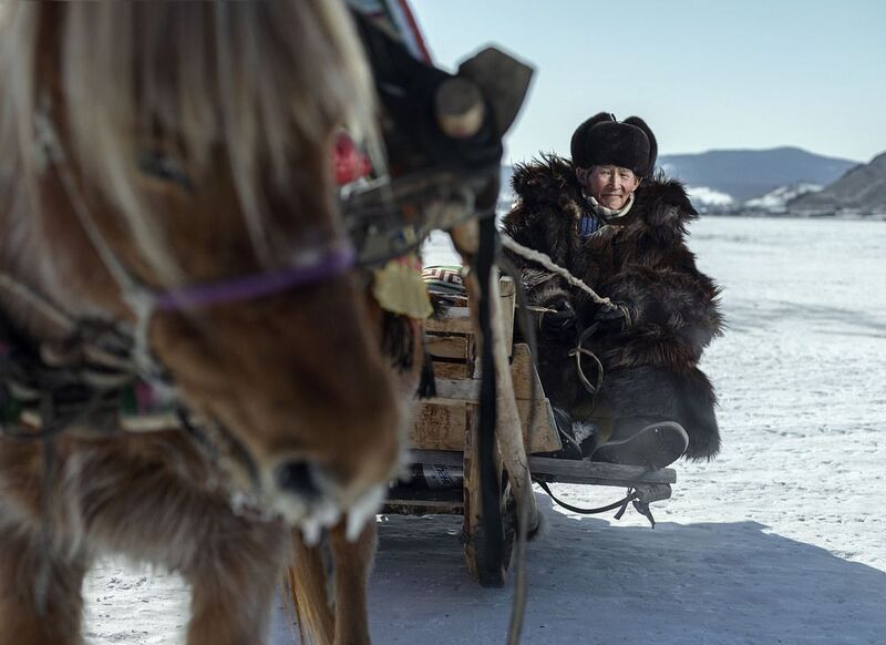 mongolian noamdic winter ice festival khuvsgul lake horse man portrait Mongolian winter ice festival фото превью