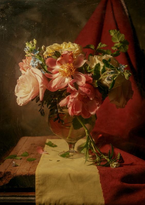 Розы и пионы фото превью