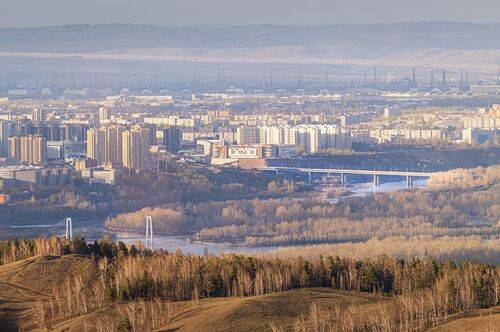 Красноярск с высоты Красноярских Столбов