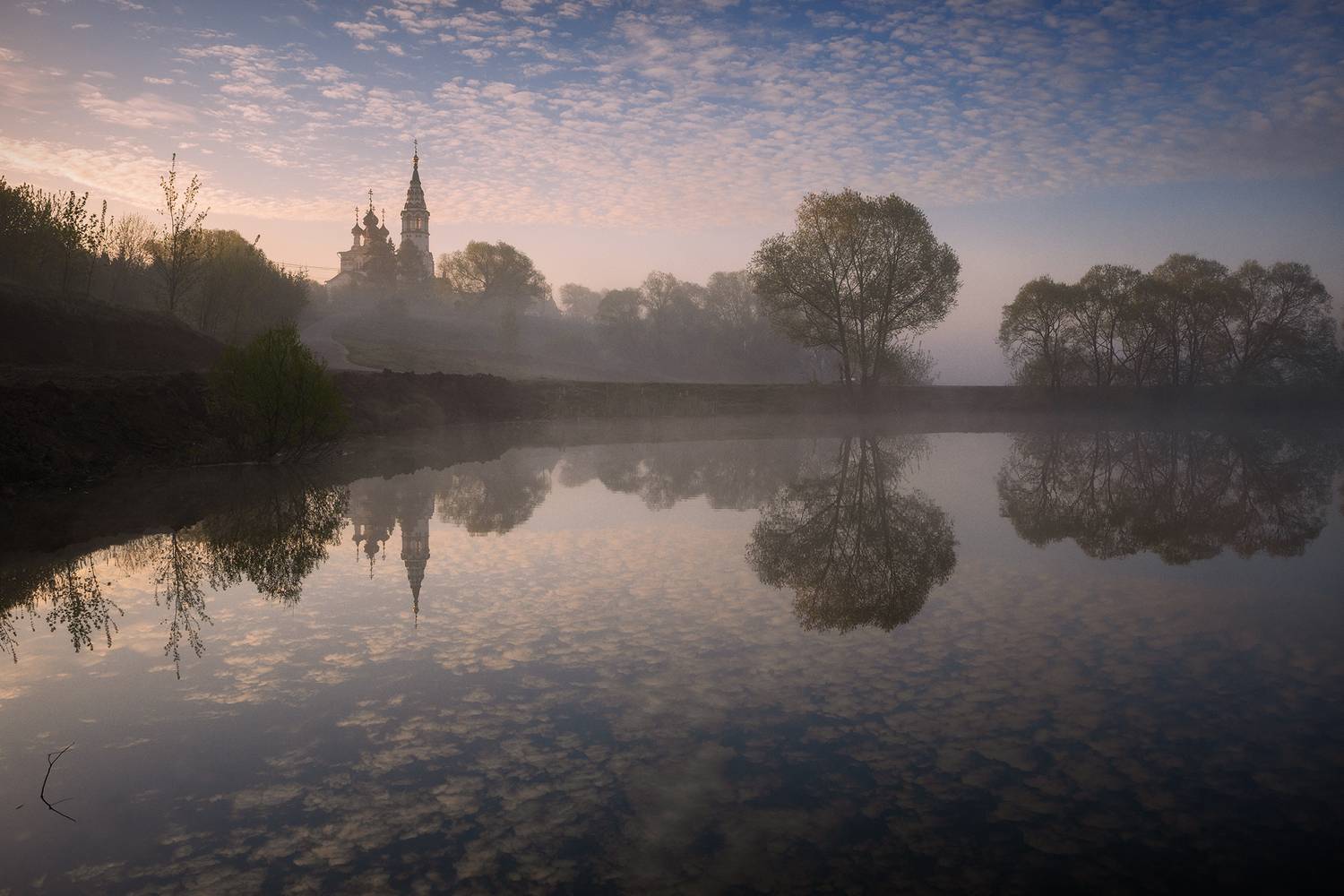 весна, подмосковье, валищево, туман, рассвет, храм, Стрельчук Александр
