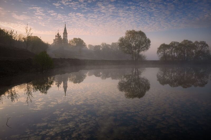 весна, подмосковье, валищево, туман, рассвет, храм Весеннее утро фото превью