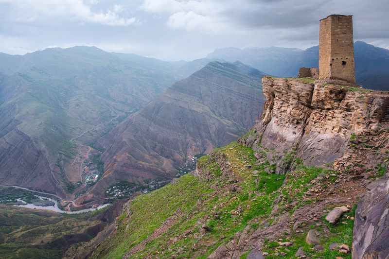 кавказ, гоор, горы, облака, towers, mountains, clouds. Старый Гоор. фото превью