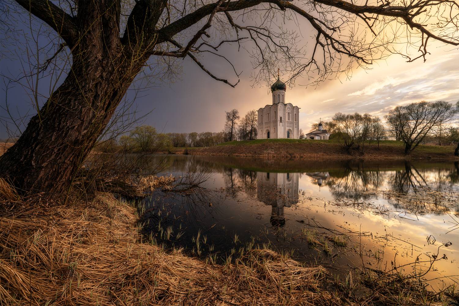 боголюбово, покрова на нерли, владимирская область, церковь, рассвет, нерль, разлив, храм, покрова, весна, Vladimir, Телешов Александр