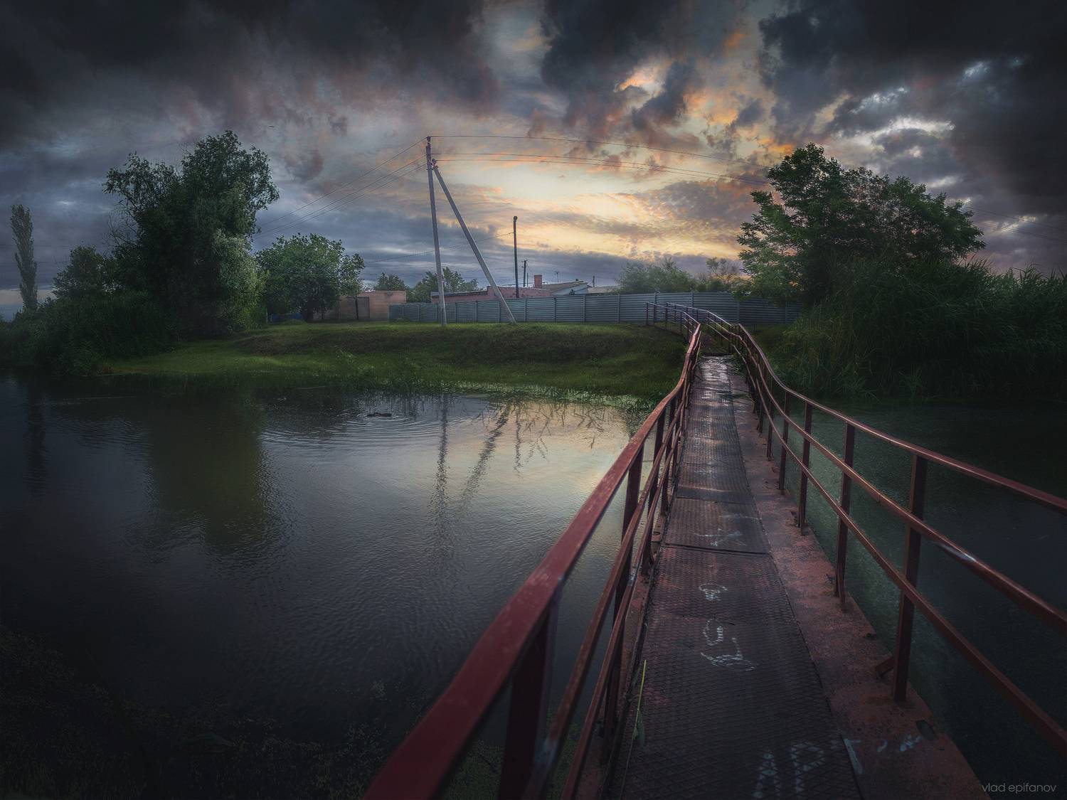 река, мост, лето, рассвет, утро, Епифанов Влад