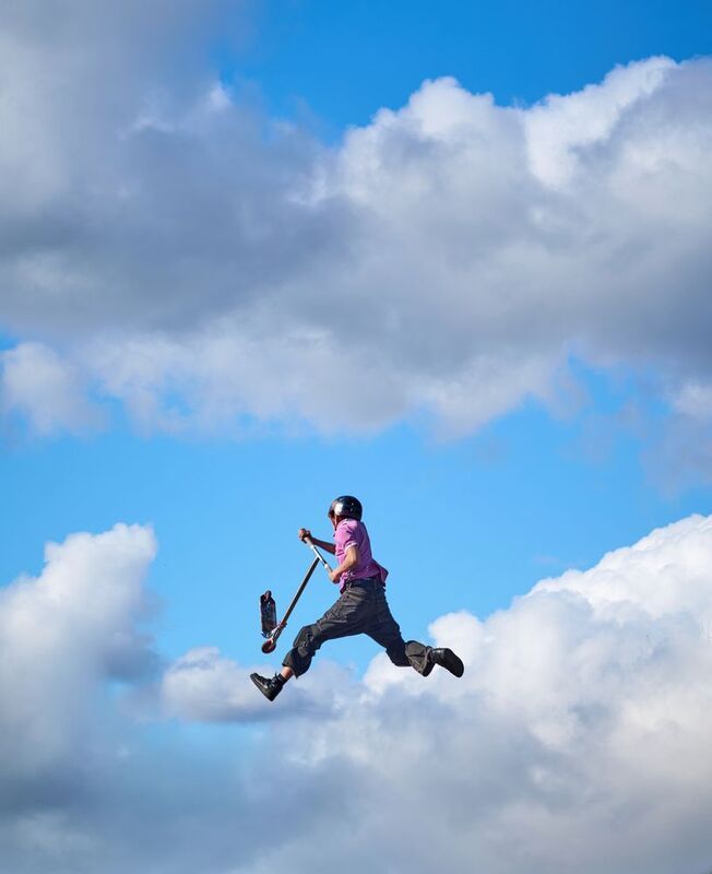 самокат, прыжок, Попробуй догони! фото превью