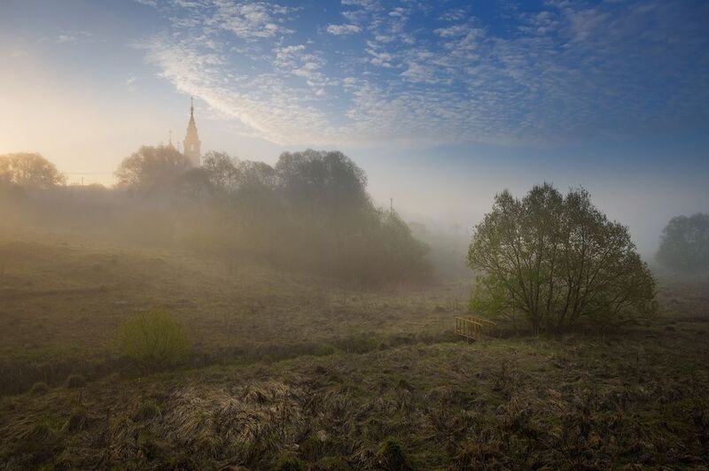 туман, валищево, весна, рассвет, храм Майское утро фото превью