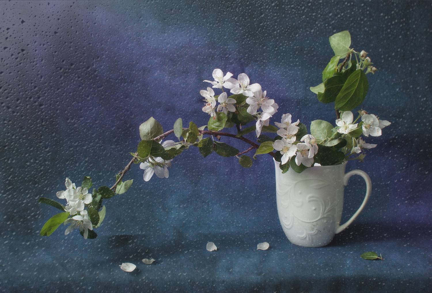 весна, дождик, яблоня, басё, Елена Колеснева