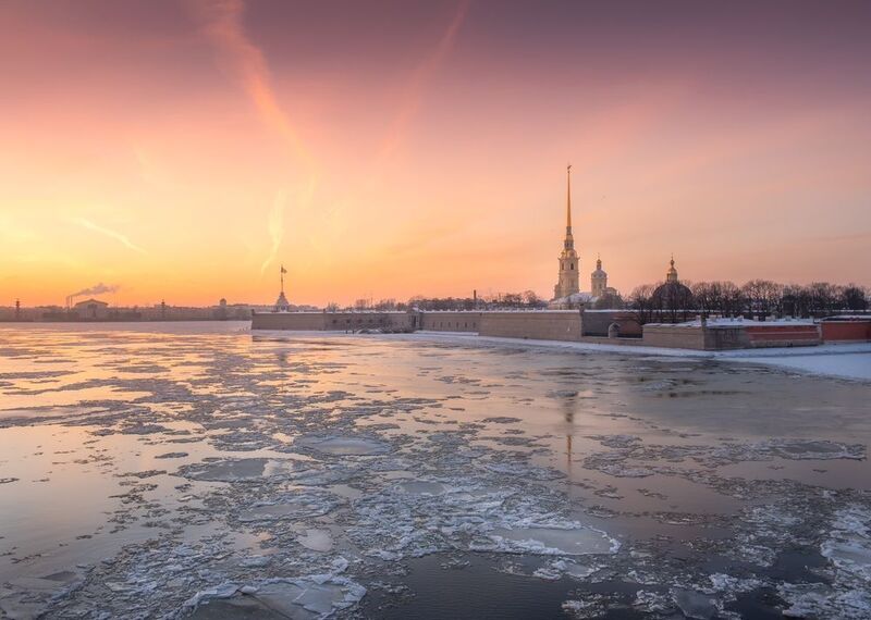 санкт-петербург, ледоход, весна, закат Лед идет… фото превью