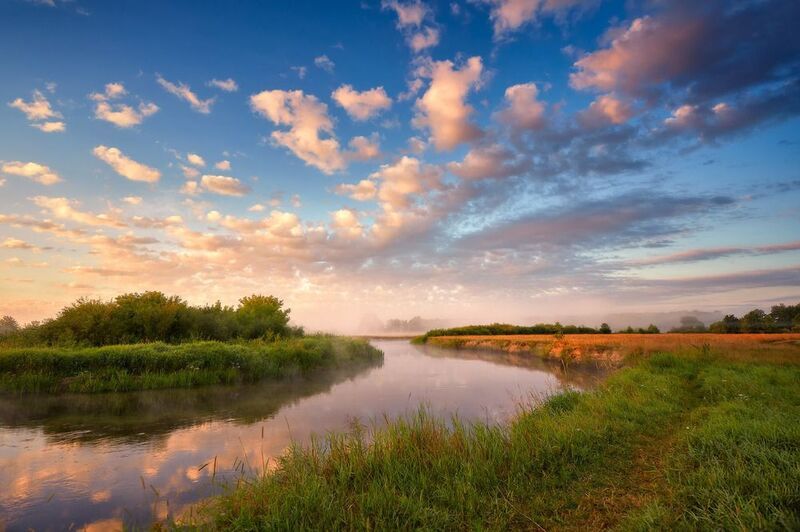 беларусь, июль, лето, луга, неман, облака, отражение, поля, рассвет, река, туман, утро Неман недавним летом фото превью