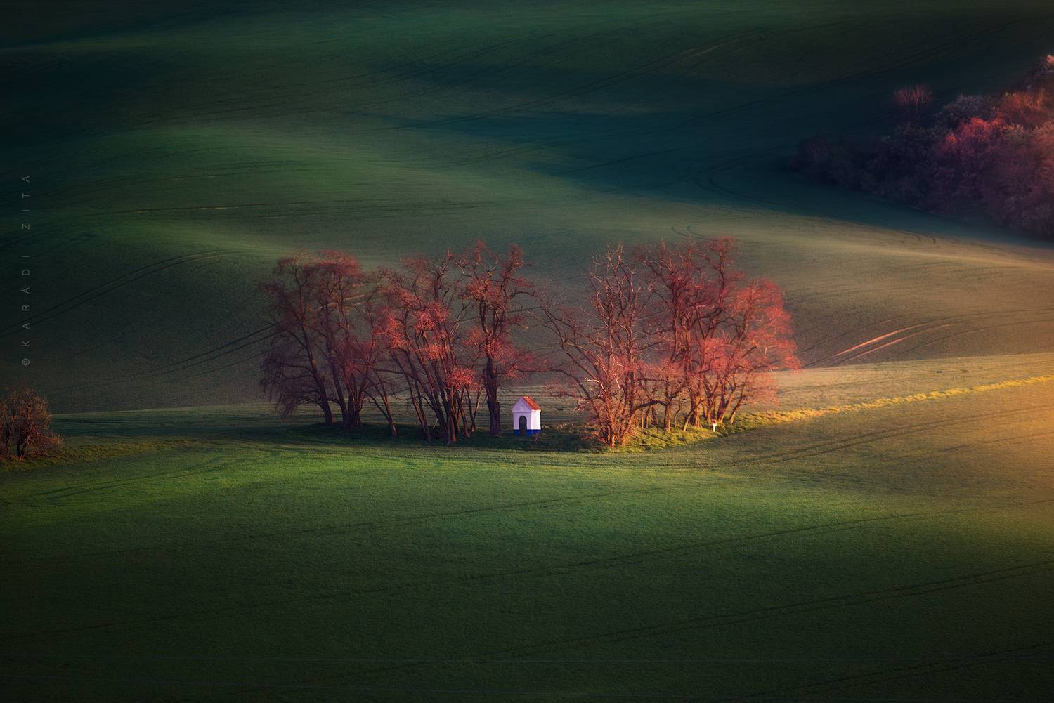 czech, moravia, landscape, green, rollinghills, trees, land, fields, agriculture, europe, lights,, Kar&aacute;di Zita