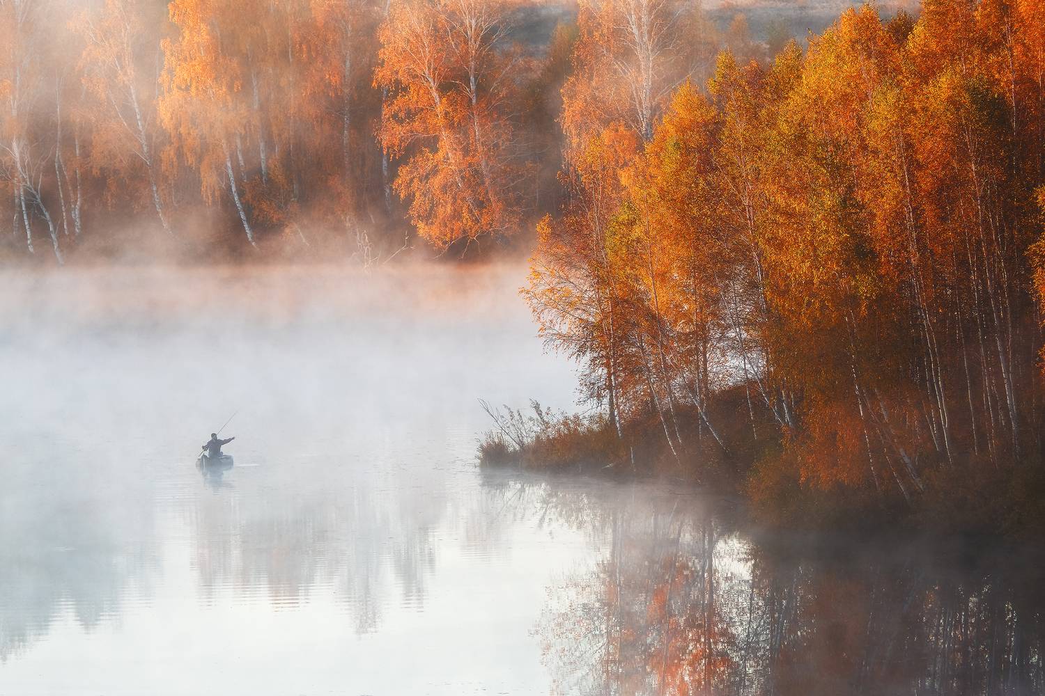 осень, зауралье, рассвет, утро, туман, рыбак, озеро, курганская область, пейзаж, природа, золотая осень, nature, fog, landscape, fisherman, sunrise, lake, Толстоноженко Илья