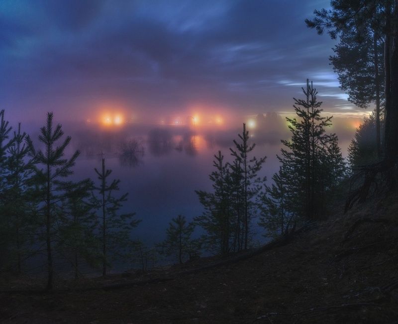 Весенний туманный вечер фото превью