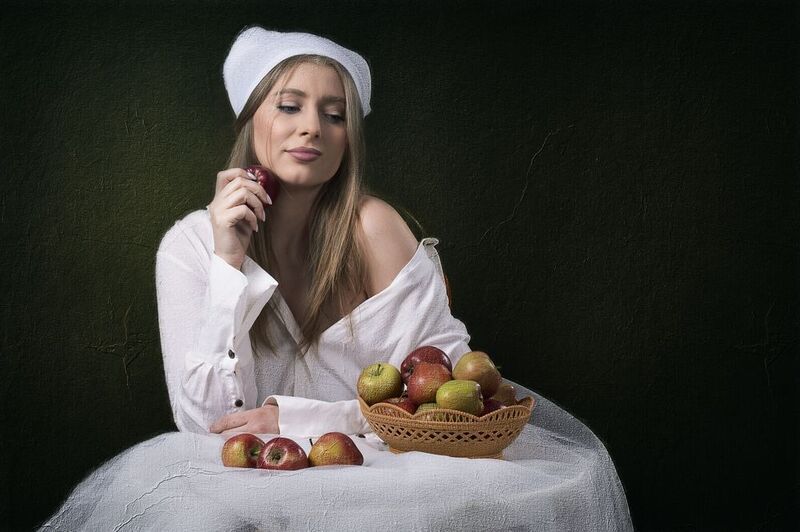 portrait, woman, studio, girl, beuty, model Portrait with Apples фото превью
