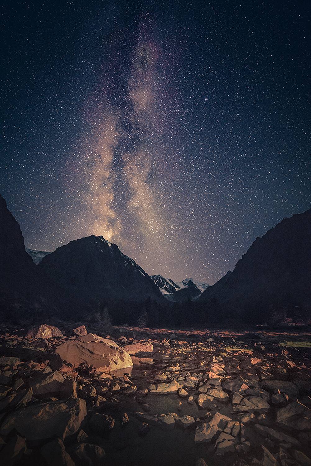 пейзаж, природа, горы, ущелье, алтай, камни, ночь, млечныйпуть, звезды, Антипов Дмитрий