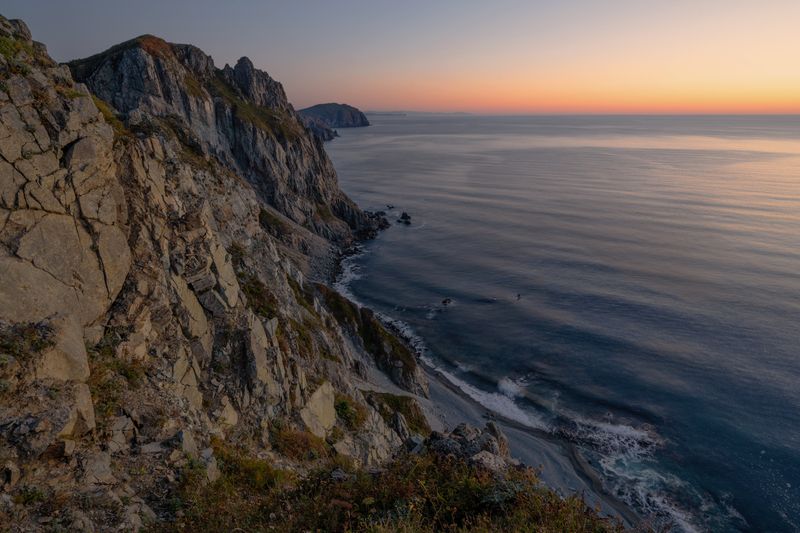 Россия, Приморский край, Ольгинский район, Приморье, полуостров Ватовского Рассвет в Приморье фото превью