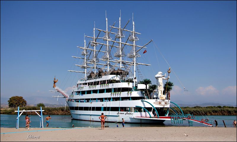 манавгат, турция, река, корабль, путешествие, сиде *** фото превью