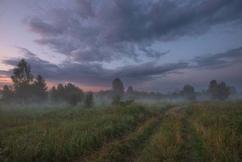 лето, вечер,зака, небо, облака, туман когда ухолят краски дня фото превью