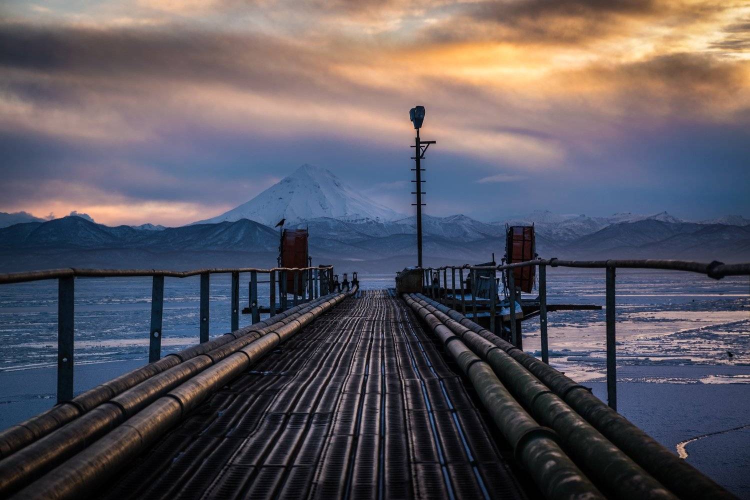 Вулкан, Закат, Зима, Камчатка, Петропавловск-камчатский, Коростелев Юрий