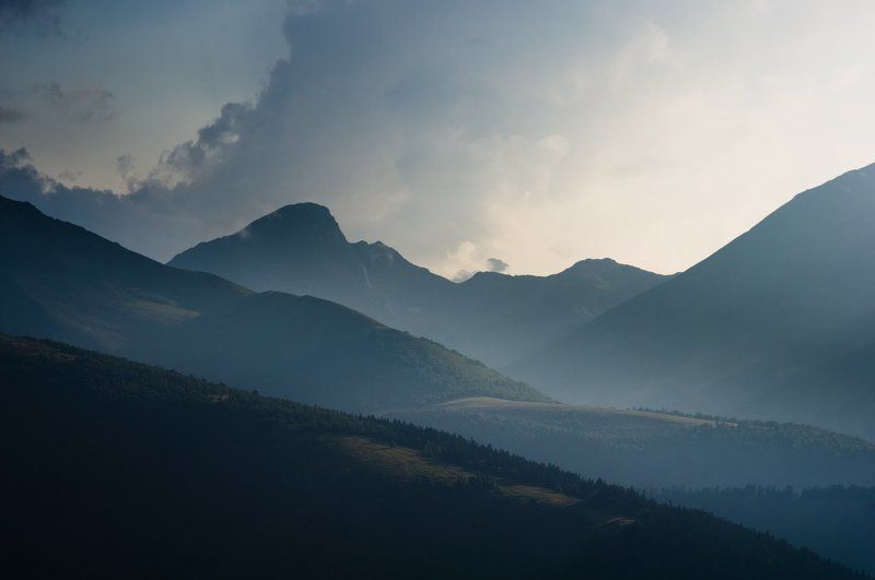 кавказ, горы, вечер, свет, mountains Evening light фото превью