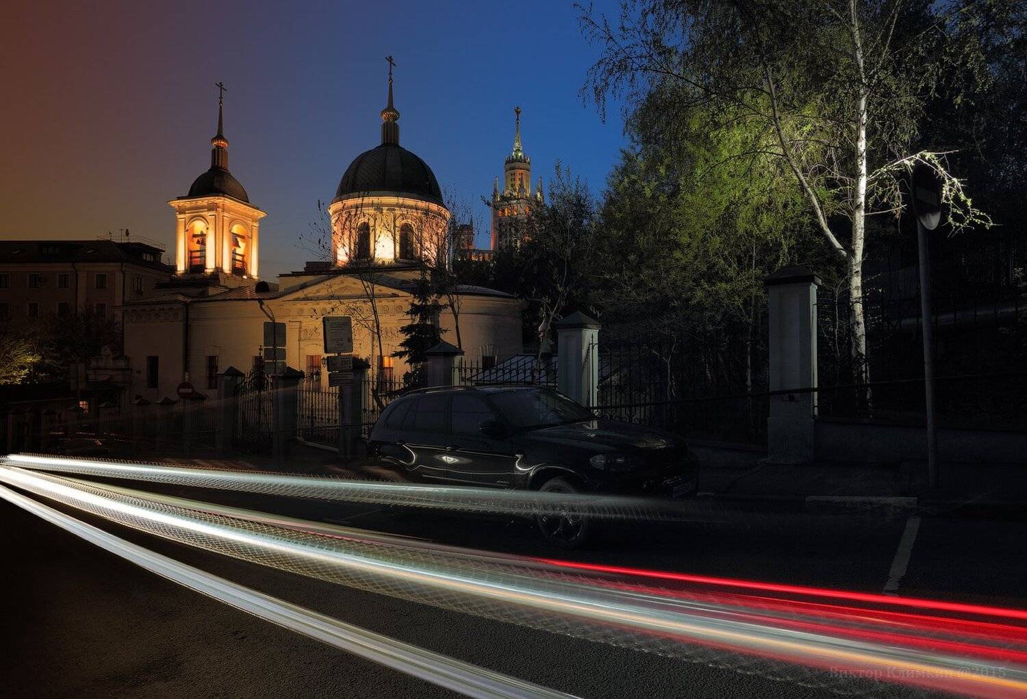 вечер, высотка, москва, храм, Виктор Климкин