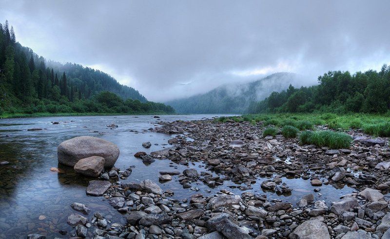 Дождь, Кия река, Панорама Умывшись... фото превью