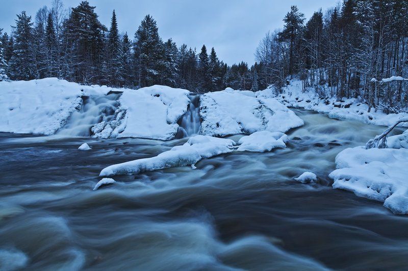 Колвица, водопад, зима прогулки по Колвице фото превью