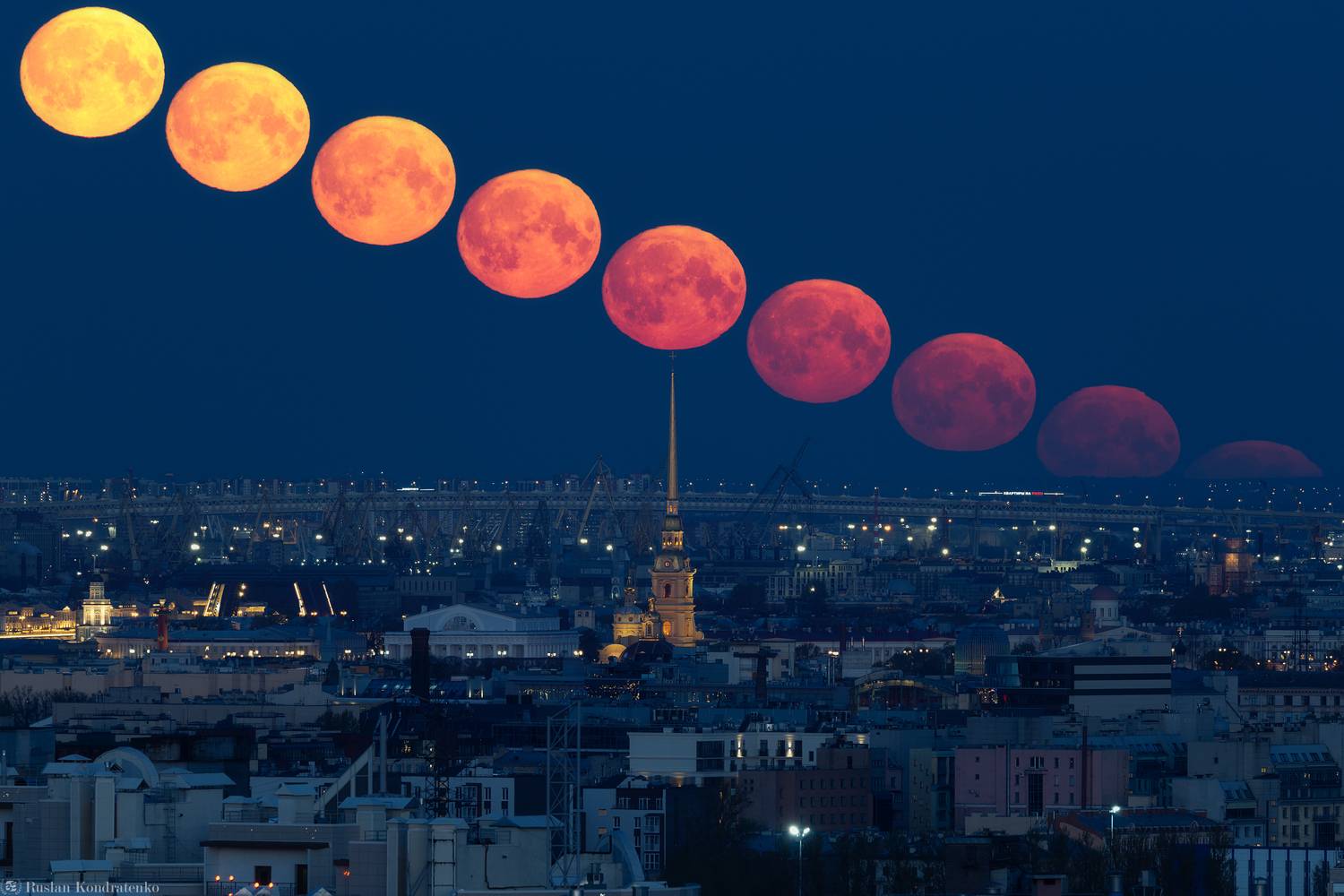 Петропавловский собор, Луна, Полнолуние, секвенция с луной, Кондратенко Руслан